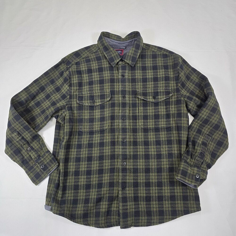 UNTUCKit Men's Green Black Flannel Tignanello Long Sleeve Shirt Size XL